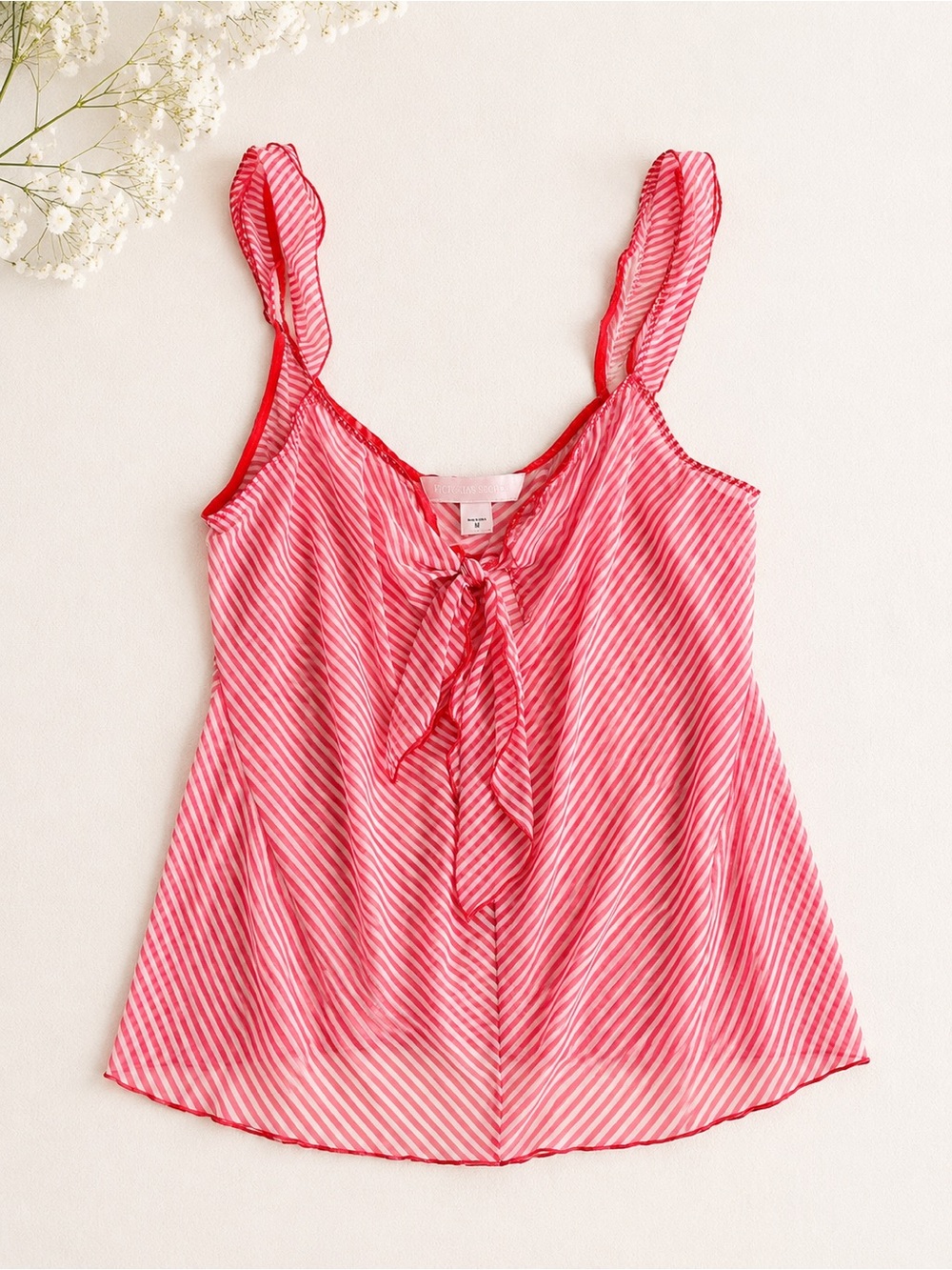 Pink Striped Tie-Front Camisole
